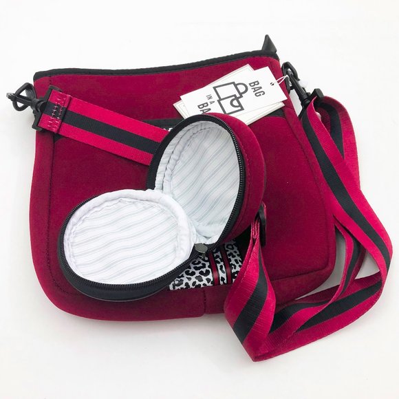 Jen & Co. Neoprene DRU Burgundy Cheetah Print Cross Body Bag in a Bag - Picture 8 of 8